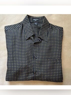 Riscatto men’s black/gold geometric woven silk shirt size L excellent condition